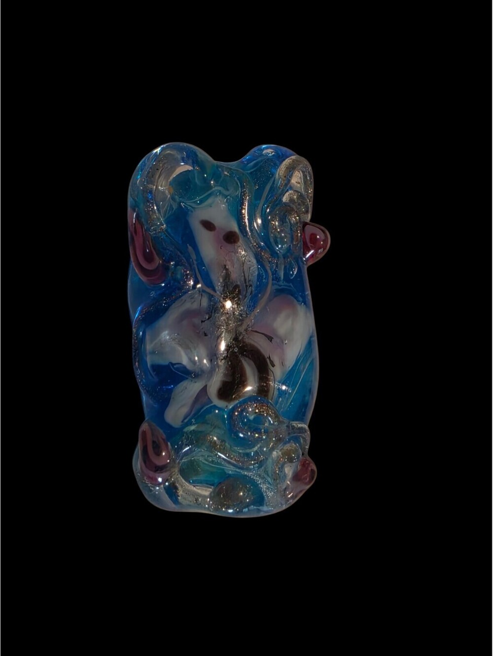 Artisan Lampwork Glass Focal Bead Ocean Blue Jellyfish Octopus Abstract Aventuri